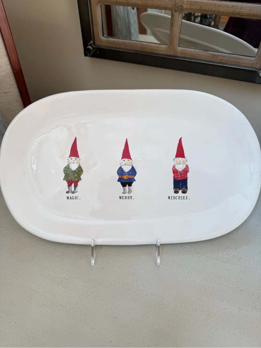 Rae Dunn White Ceramic Platter with Black Logo Stamp